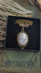 Victorian Goddess Cameo Necklace, Antique Brass Pendant, Wedding Jewelry
