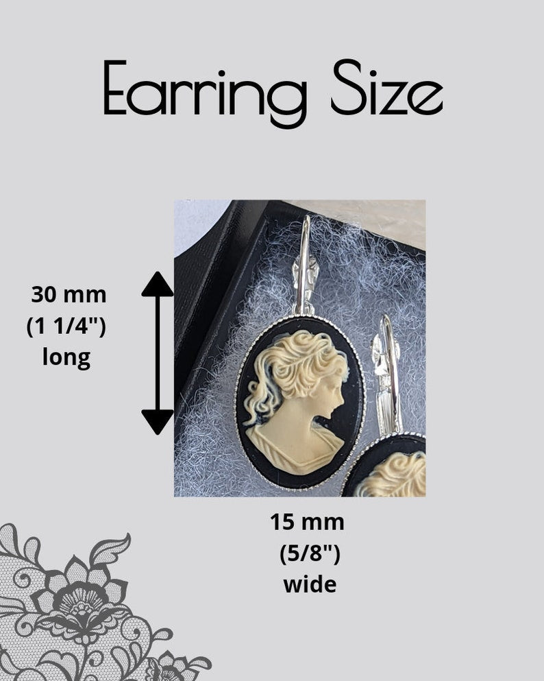 Black Cameo Earrings: Gold Lever Backs, Victorian Style