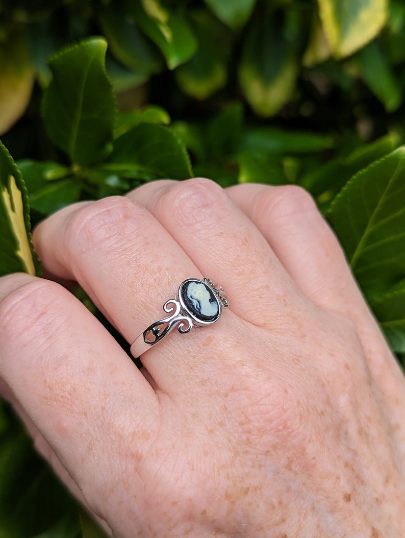 Sterling Silver Cameo Ring: Adjustable Greek Goddess Jewelry