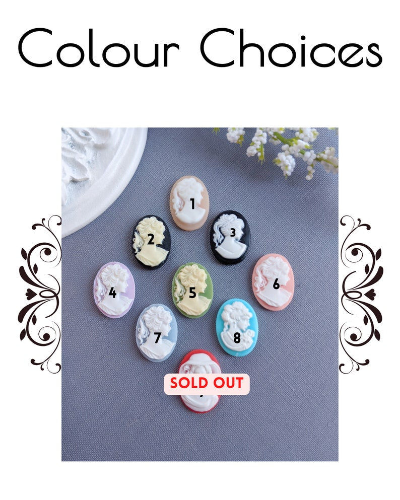 Large Lady Cameo Stud Earrings, Vintage Style Victorian Jewelry