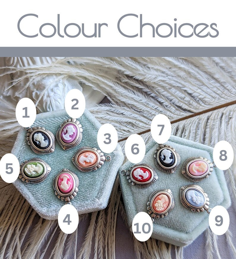 Blue Cameo Necklace: Silver Fleur de Lys Victorian Style Pendant