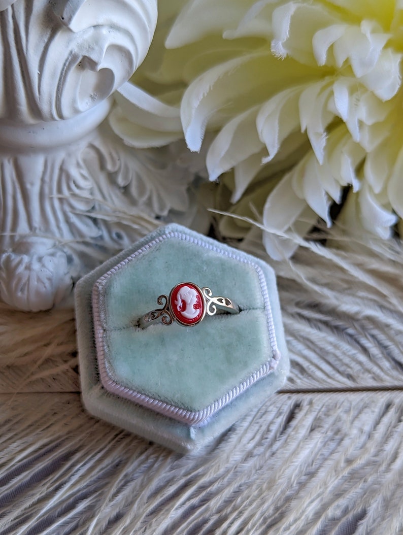 Sterling Silver Cameo Ring: Adjustable Greek Goddess Jewelry