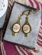 Pink Rose Limoges Earrings: Vintage Style Floral Jewelry