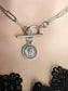 Vintage Coin Choker with Silver Toggle Paperclip Chain Necklace