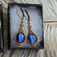 Victorian Sapphire Blue Earrings: Antique Gold Floral Jewelry