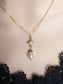 Gold Pearl Necklace | Art Deco 14K Plated Pendant, Handmade Jewelry