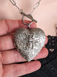 Heart Locket Toggle Necklace | Silver Floral Choker, Handmade Jewelry