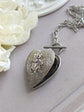 Heart Locket Toggle Necklace | Silver Floral Choker, Handmade Jewelry