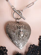 Heart Locket Toggle Necklace | Silver Floral Choker, Handmade Jewelry