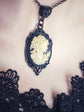 Gothic Goddess Cameo Necklace: Black Enamel Victorian Pendant