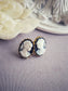 Large Lady Cameo Stud Earrings, Vintage Style Victorian Jewelry