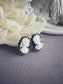 Large Lady Cameo Stud Earrings, Vintage Style Victorian Jewelry