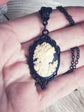Gothic Goddess Cameo Necklace: Black Enamel Victorian Pendant