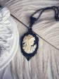 Gothic Goddess Cameo Necklace: Black Enamel Victorian Pendant