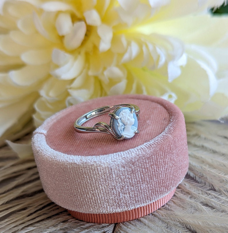 Goddess Cameo Ring, 925 Sterling Silver, Adjustable Size, Victorian Jewelry