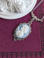 Blue Cameo Necklace Victorian Silver Pendant Vintage Style Jewelry