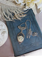 Black Dragonfly Cameo Necklace, Antique Silver Lotus Pendant Jewelry