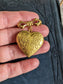 Brass Floral Heart Locket Brooch: Victorian Bridal Bouquet Keepsake