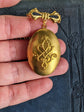 Oval Embossed Brass Locket Brooch: Vintage Style Bridal Bouquet Charm