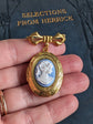 Gold Cameo Locket Brooch: Vintage Style Bridal Bouquet Charm