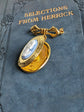 Gold Cameo Locket Brooch: Vintage Style Bridal Bouquet Charm
