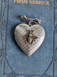 Silver Bee Heart Locket Brooch: Art Deco Bridal Bouquet Charm