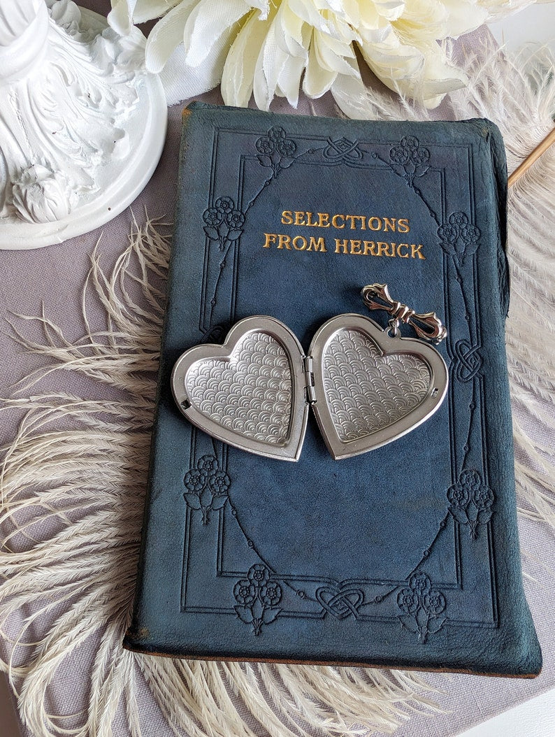 Silver Bee Heart Locket Brooch: Art Deco Bridal Bouquet Charm