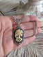 Lady Skull Necklace, Gothic Day of the Dead Pendant, Silver Plated Brass
