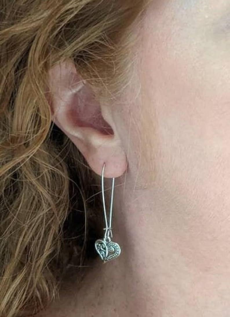 Valentine’s Day Silver Heart Earrings – Romantic Filigree Jewelry Gift