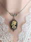 Lady Skull Necklace, Gothic Day of the Dead Pendant, Silver Plated Brass