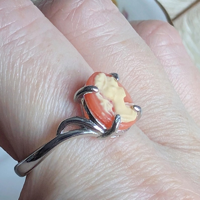 Carnelian Cameo Ring, Gold Vermeil Victorian Adjustable