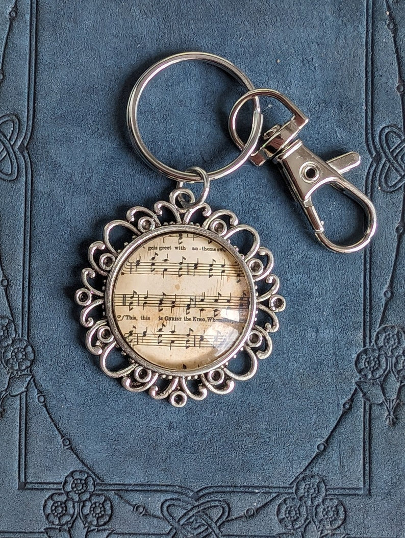 Vintage Sheet Music Keychain | Music Note Bag Charm, Musician Gift