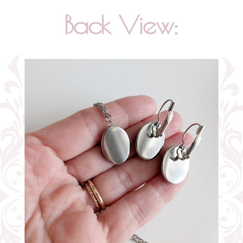 Black Cameo Necklace, Victorian Style Stainless Steel Pendant