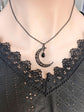 Black Crescent Moon Necklace: Gothic Crystal Celestial Pendant