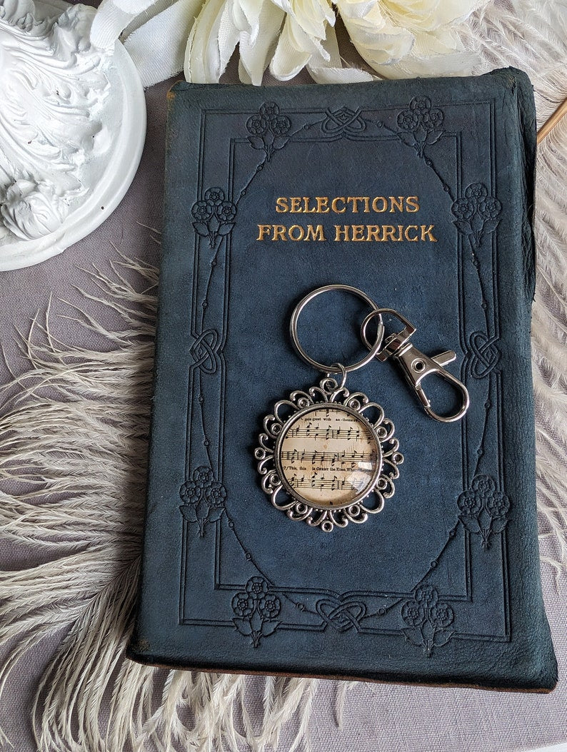 Vintage Sheet Music Keychain | Music Note Bag Charm, Musician Gift