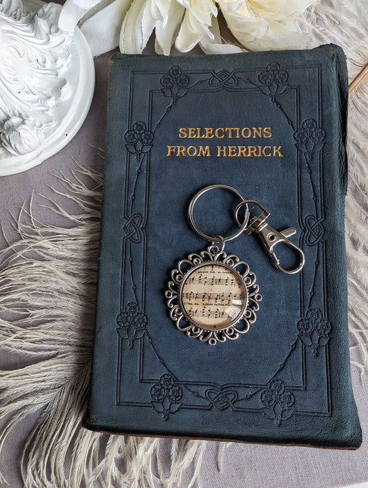 Vintage Sheet Music Keychain | Music Note Bag Charm, Musician Gift