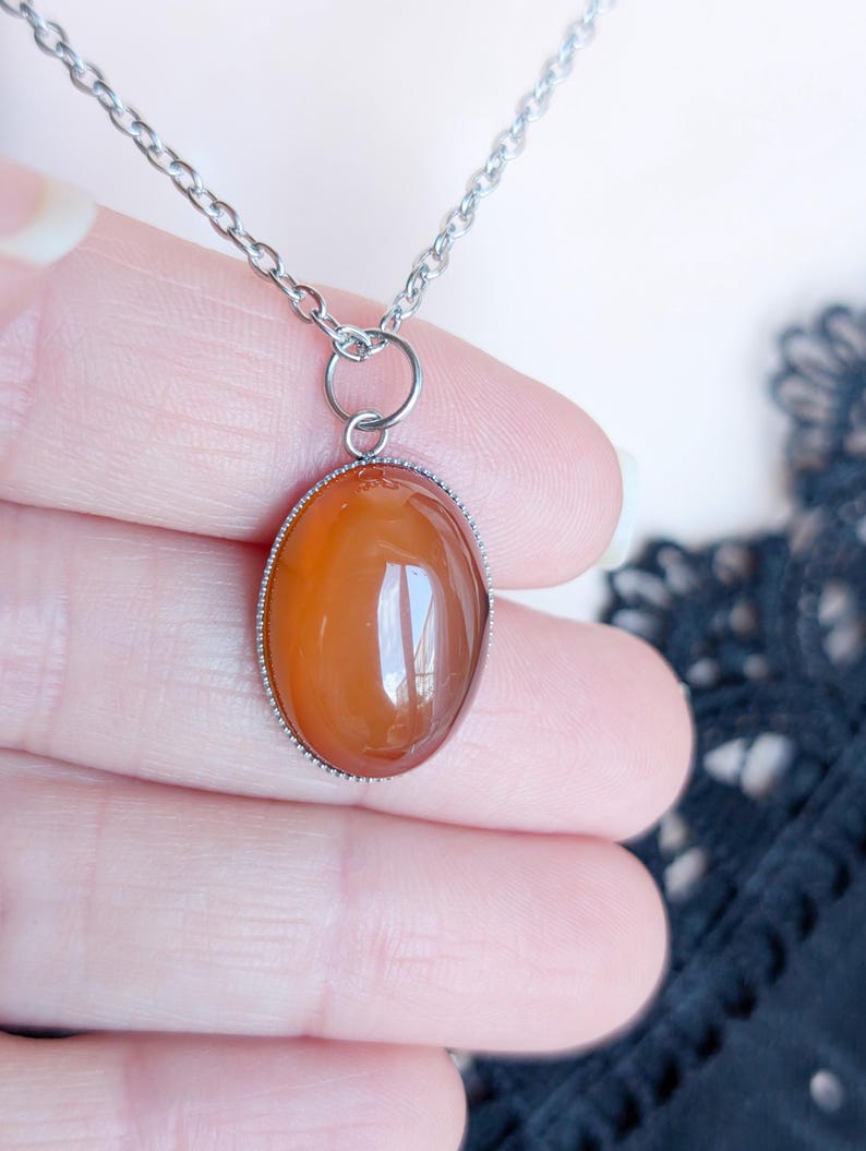 Handmade Carnelian Necklace | Boho Gemstone Pendant, Healing Crystal