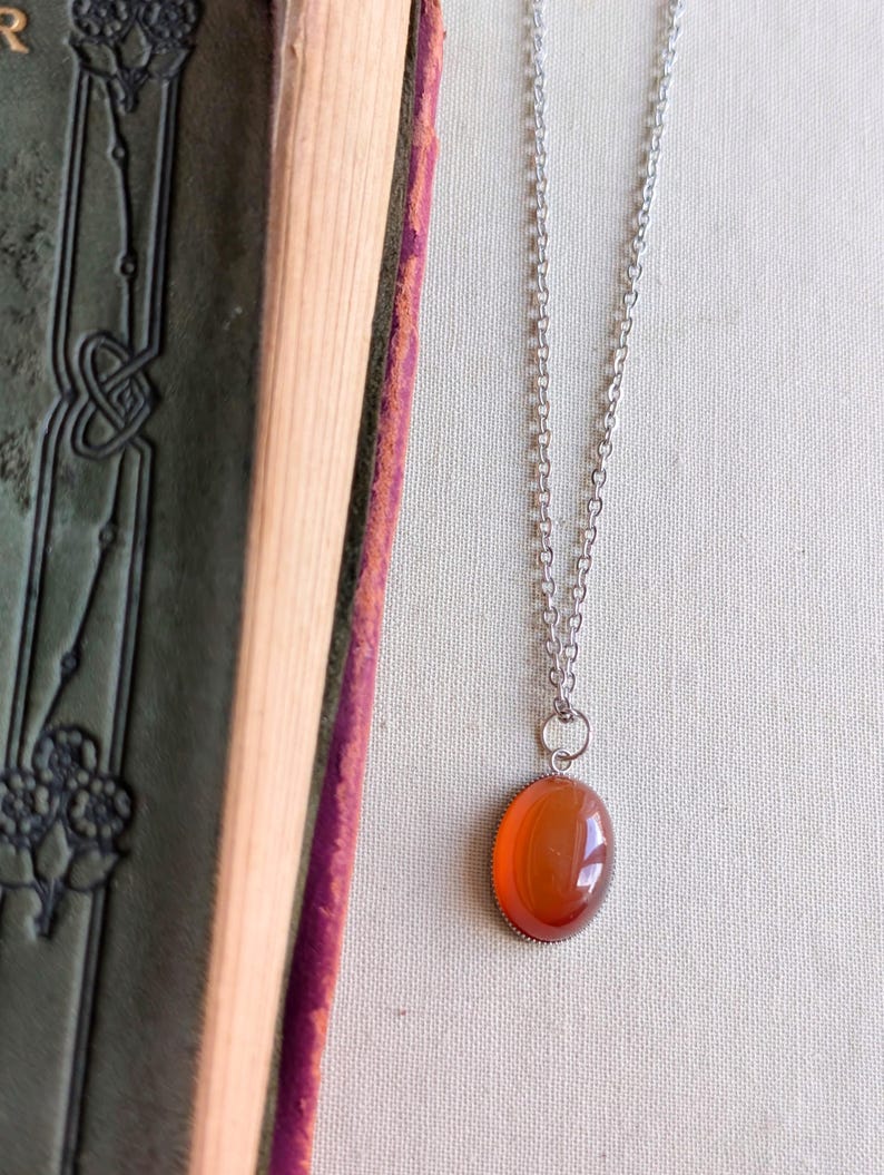 Handmade Carnelian Necklace | Boho Gemstone Pendant, Healing Crystal