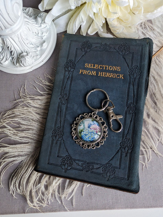 Hydrangea Flower Keychain: Botanical Bag Charm, Nature Lover Gift