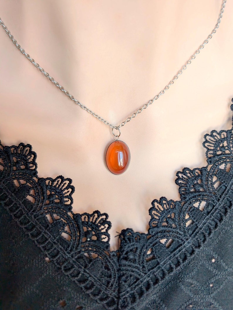 Handmade Carnelian Necklace | Boho Gemstone Pendant, Healing Crystal
