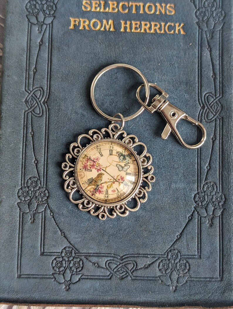 Handmade Shabby Chic Vintage Clock Keychain | Personalized Gift for Her