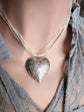 Vintage Silver Floral Heart Locket Choker Necklace