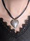 Floral Engraved Heart Locket Choker, Silver Plated Ribbon Necklace