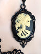 Black Skull Cameo Necklace: Gothic Skeleton Pendant