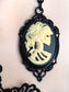 Black Skull Cameo Necklace: Gothic Skeleton Pendant