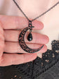 Black Crescent Moon Necklace: Gothic Crystal Celestial Pendant