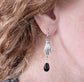 Victorian Hand Earrings – Gothic Silver with Black Teardrop Beads