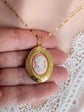 Oval Cameo Locket Necklace: Golden Vintage Style Keepsake