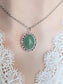 Aventurine Necklace, Green Gemstone Lacy Pendant, Boho Crystal Jewelry