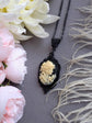 Gothic Victorian Black and Ivory Goddess Cameo Necklace